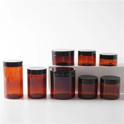 68mm Cablier 250ml 500ml Plastic Amber Jar With Screw Cap Free Sample